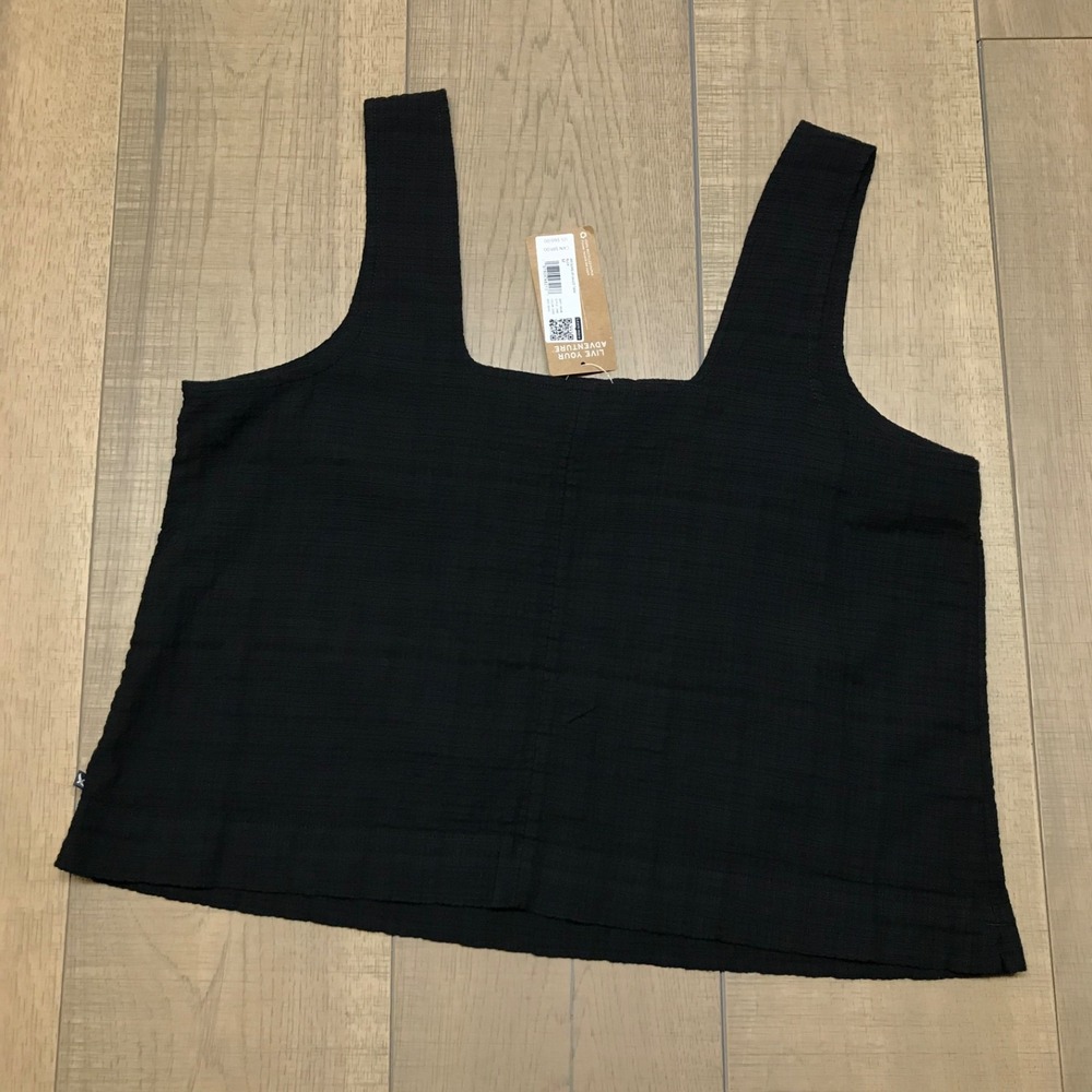 Eddie Bauer Tank Top Womens Size M Black Suns Up Gauze Shirt Square Neck Summer - Picture 3 of 12